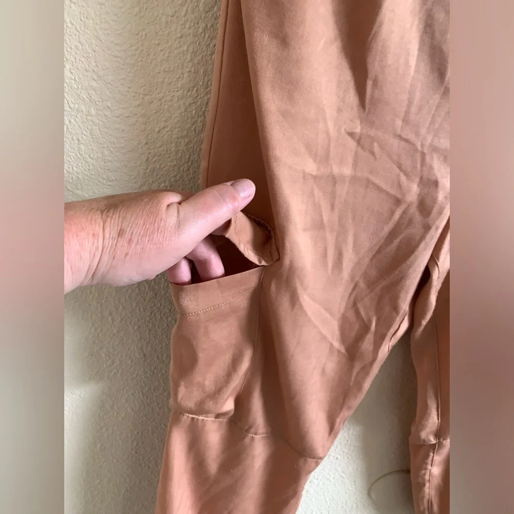 Satin Sheen Cargo Pants With Elastic/Tie Cuffs 🌴 - Picture 4 of 13